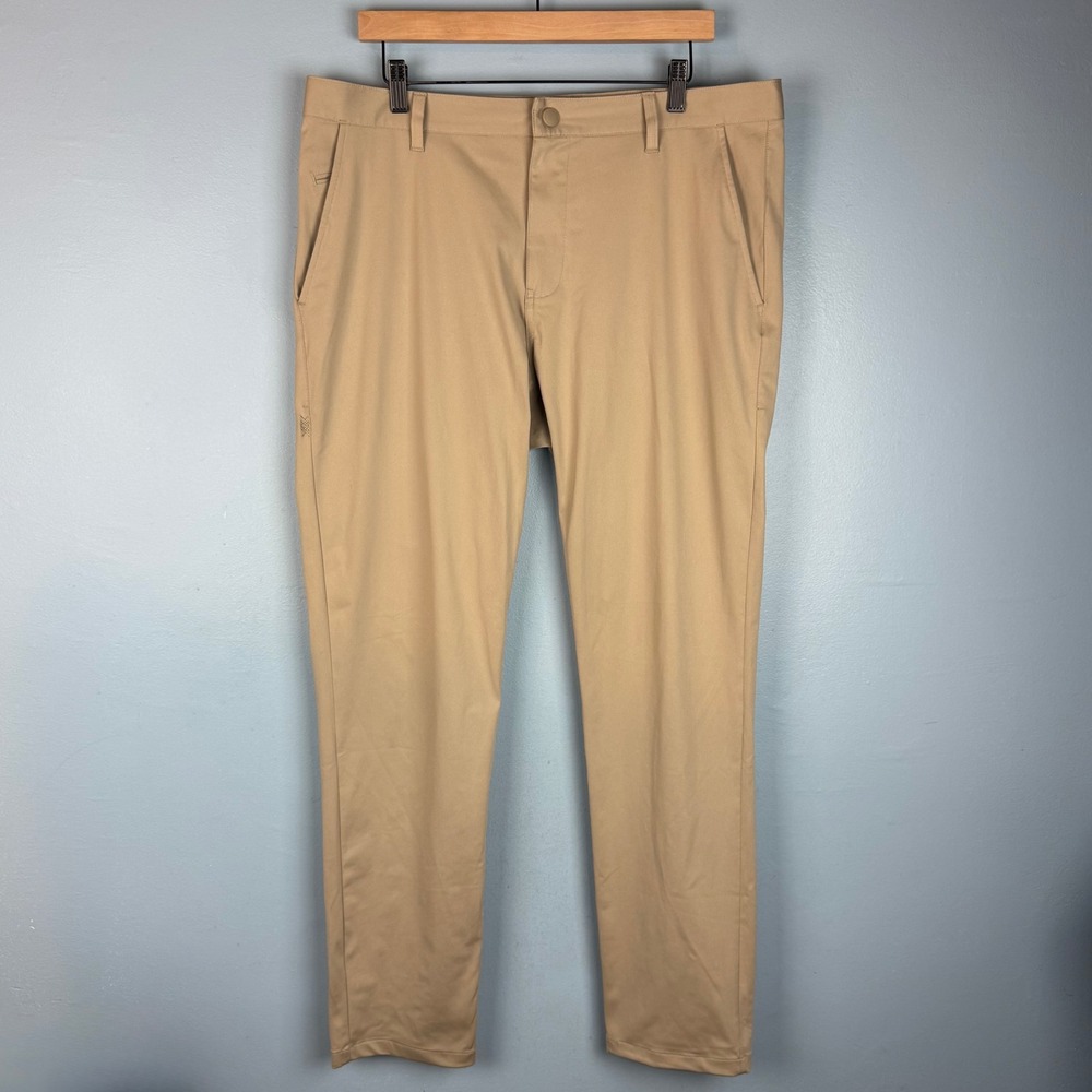 Rhone Commuter Slim Fit Pants Mens 36x31 Tan Performance Stretch Tech Chino Golf - Picture 2 of 9